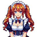 Pixel Art: Cute Maid Girl Portrait - Anime Style