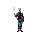 Pixel Art: jocker is showing card tricks (64x64) (generated with AI by pixie.haus).