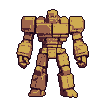Pixel Art: golden golem is punching hard