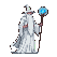 A robed wizard with a long white beard transforms into a sheep, his pointed hat and staff visible. A glowing blue orb pulses on his staff.
