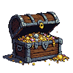 A weathered wooden treasure chest bursts with a dazzling hoard of gold coins and shimmering jewels, promising untold riches and thrilling adventure.