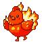 Pixel Art: chicken runs and burns with fire