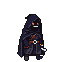 Cloaked, hooded figure with glowing red eyes, moving right.