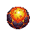 Pixel Art: magma ball is boiling and rotating (generated with AI by sandacz).