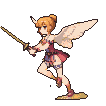 Pixel art generated with AI prompt: pixie character is sprin