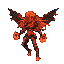 Pixel Art: fire pixie is flying around and casting fire sparks (generated with AI by pixie.haus).