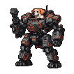Pixel Art: dog is driving killer mech