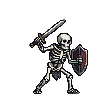 Pixel art generated with AI prompt: set of skeleton warriors