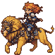 Pixel Art: character rides on lion