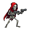 Pixel Art: skeleton runs and shoots with guns