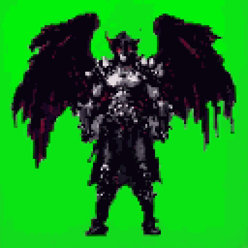 Pixel Art: devil warrior is showing off, solid background (with_bg) (generated with AI by sandacz).