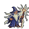 Wizard casting lightning, ice, fire, light vortex, and earth spire spells.