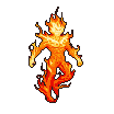 A charging fire elemental with vibrant orange and yellow flames, radiating intense energy.