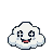 Animated white cloud sprite cycling through surprised, angry, and sad expressions.