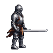 Pixel Art: knight is preparing for attack