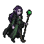 Pixel Art: elve necromancer in different poses animation