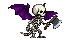 Skeletal creature with purple bat wings charging forward, holding a gleaming axe.