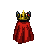 A regal rat wearing a golden crown and a crimson cape.