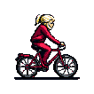 Pixel Art: character is riding on the bike (generated with AI by pixie.haus).