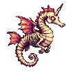 Pixel Art: seahorse that swims (generated with AI by Alouka).