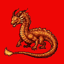 Pixel Art: dragon is walking around (128x128) (generated with AI by sandacz).