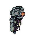 Pixel Art: The machine extends its tentacles outward (the slender red-and-black appendages beneath the machine, while the metal casing beside them remains stationary) and attempts to wrap around the target ahead. Once the target is ensnared, the central light turns red and flashes, then pulls the entangled target toward its body and severs it. (generated with AI by Aerrith Dryad).