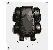 Dark pixelated toy buggy with faint grey motion trails at the rear on a white background.