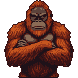 Pixel art generated with AI prompt: oranguthan boss shows mu