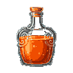 Pixel Art: idle animation of orange potion (gentle bounce of a bottle with fluid animation) (generated with AI by pixie.haus).