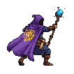 Pixel Art: character is casting magic (generated with AI by sandacz).