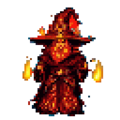 Pixel Art: fire mage idle animation (fast_without_bg) (generated with AI by sandacz).