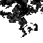 Chaotic, branching mass of dark gray and black fragments against a medium-dark gray background.