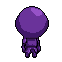 Pixel Art: purple character with ball head runs right; 2d sideview came...