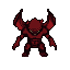 A crimson demon with glowing yellow eyes and sharp claws walks forward.