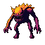 A menacing, hunched monster with a fiery mane runs forward with sharp teeth and claws.