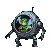 Pixel Art: whimsical ball mech operated by pixie