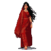 Pixel Art: A Pakistani desi bride wearing a deep red embroidered leheng...