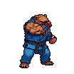 Anthropomorphic bear in a blue gi with a black belt, performing a rapid punching animation.