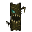 Wooden creature with glowing green eye and gaping maw with sharp teeth, animating with eye closing as mouth snaps shut, and eye opening as mouth widens in a roar.