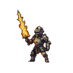 Pixel Art: knight attacks with fire sword - combo attack animation