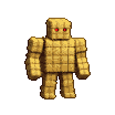 Golden Golem's Determined Stride: Whimsical Stone Giant Walks Right