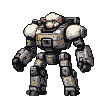 Pixel Art: sheep mech deploys rocket launchers from its advanced suit