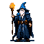 Pixel Art: wizard is polymorphing into sheep (generated with AI by pixie.haus).
