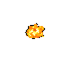 A dynamic pixel art fire/explosion bursts forth in a vibrant display of yellow and white against a bold orange backdrop. The animated effect, with its jagged edges and high contrast, captures the energy of a sudden, fiery event.