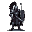 Pixel Art: fassa ele subindo em um cavalo (generated with AI by matador de dragoes).