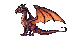 Menacing wyvern with outstretched wings, coiled body, and lowered head, poised to strike with fiery orange and purple scales.