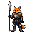 Pixel Art: fox knight in fighting stance