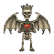 Pixel Art: skeleton is proudly showing its strawberry