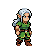 Determined elven warrior with long white hair, wearing a verdant tunic and brown boots, walking with purpose.