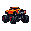 Orange Monster Truck Roars: Power & Retro Energy